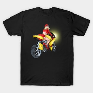 Retro Mrs Santa Motorcycle Babe Biker T-Shirt